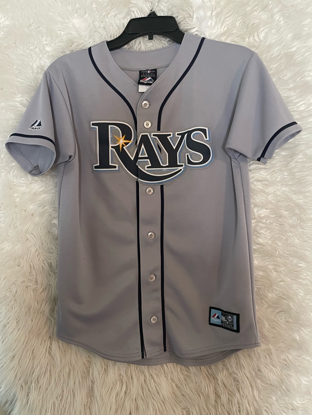 Tampa Bays Rays Majestic Youth Unisex Grey Stitched Baseball Jersey. Large
